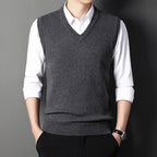 Dark grey men's V-neck sleeveless sweater