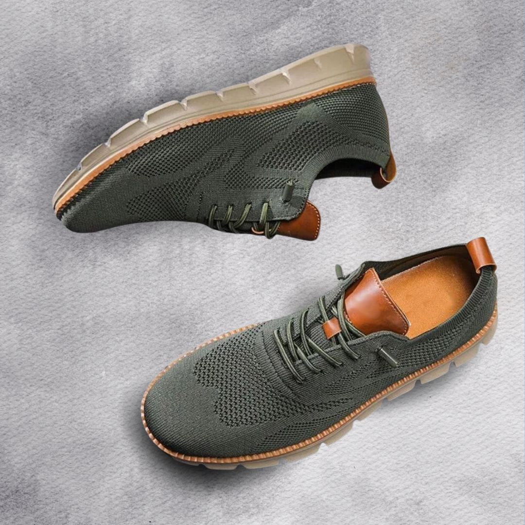 Men's arch-support walking sneakers breathable mesh close-up