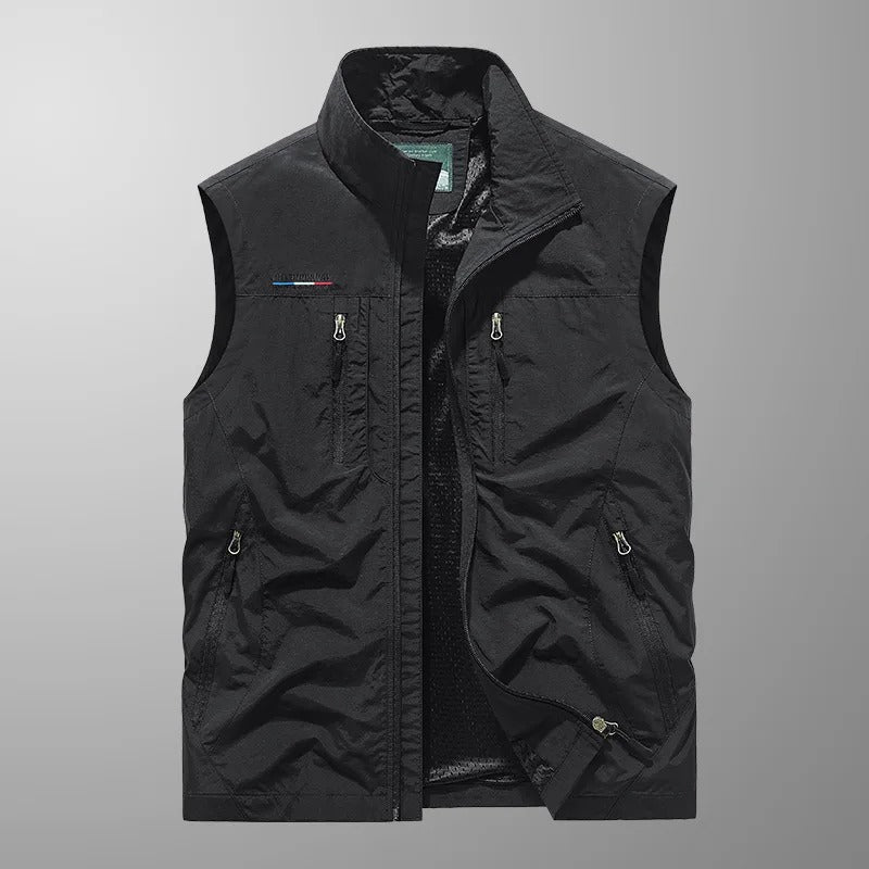 Men's zip gilet with stand-up collar