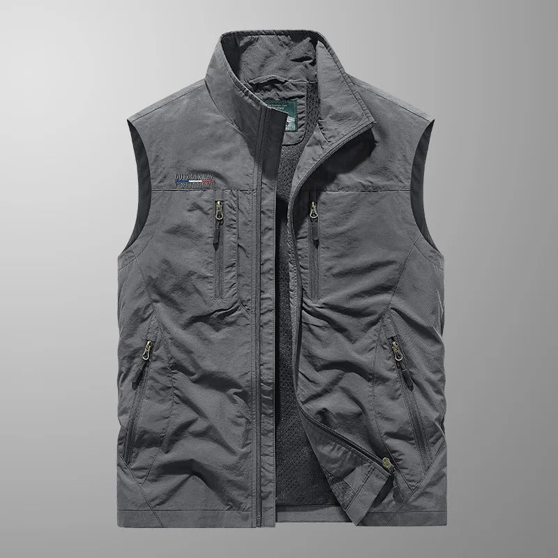 Men's zip gilet with stand-up collar