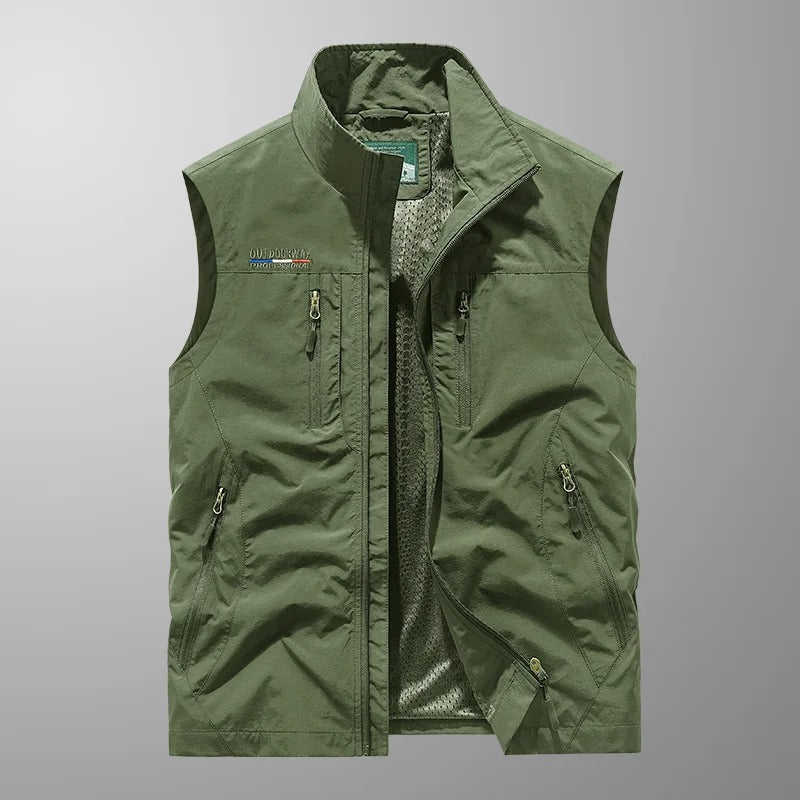 Men's zip gilet with stand-up collar