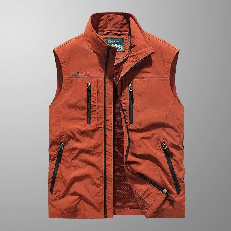 Men's zip gilet with stand-up collar