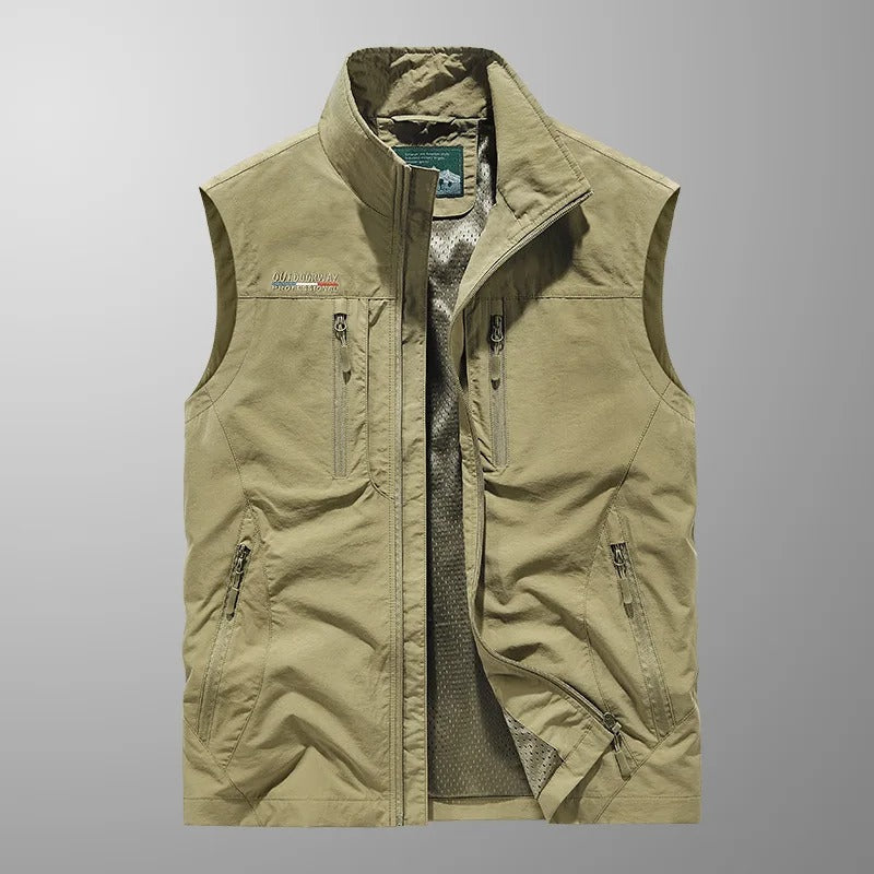 Men's zip gilet with stand-up collar