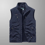 Men's zip gilet with stand-up collar