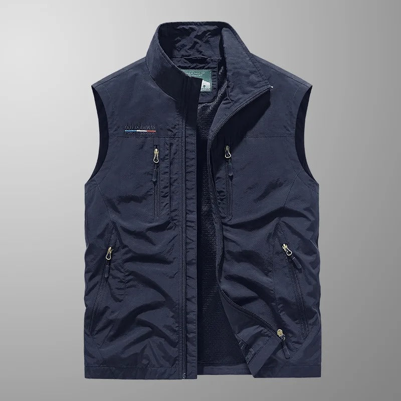 Men's zip gilet with stand-up collar