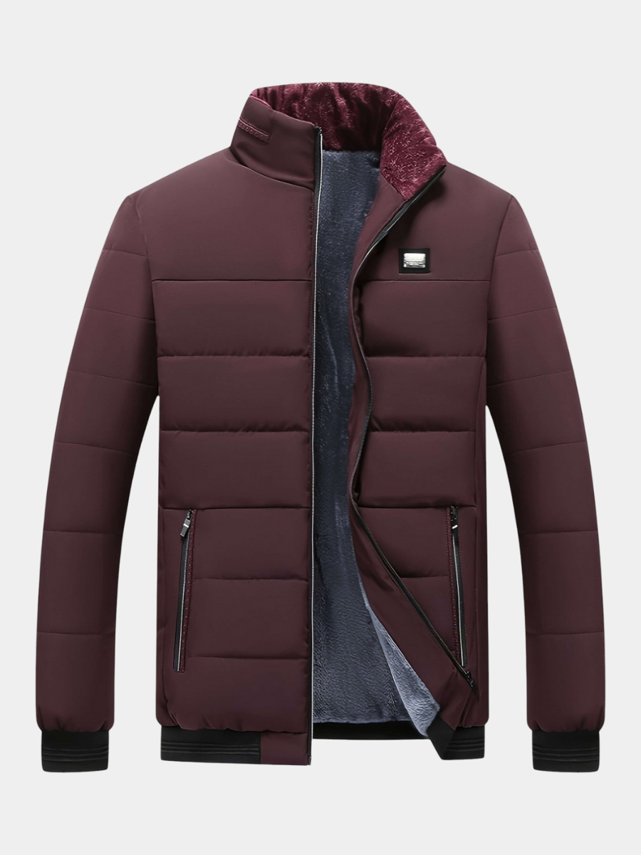 Men's Quilted Padded Jacket, Stand Collar