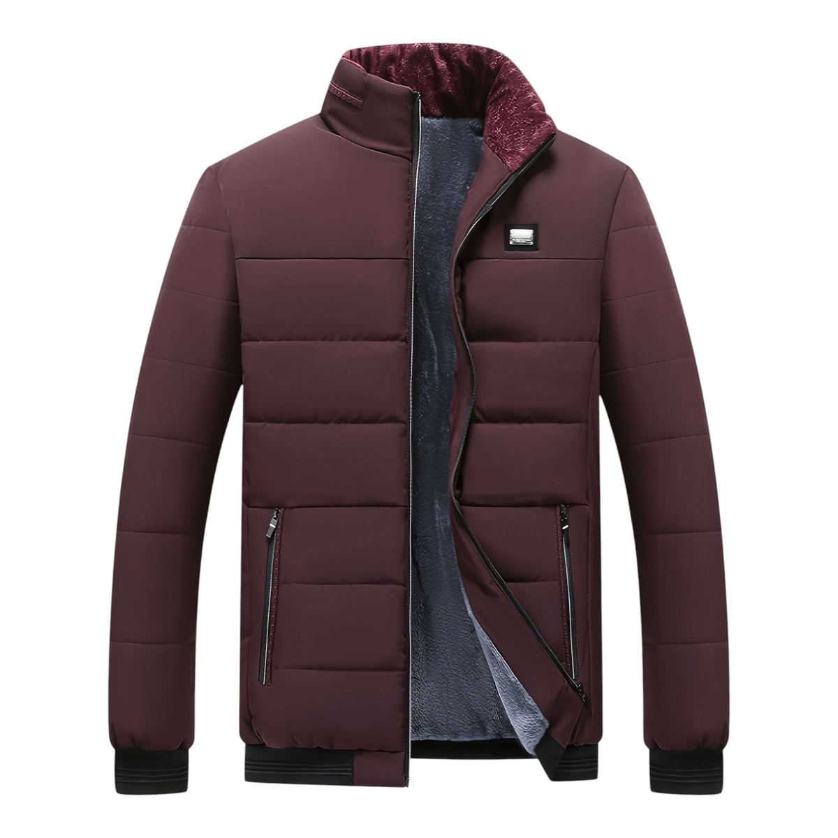 Men's Quilted Padded Jacket, Stand Collar – view 2