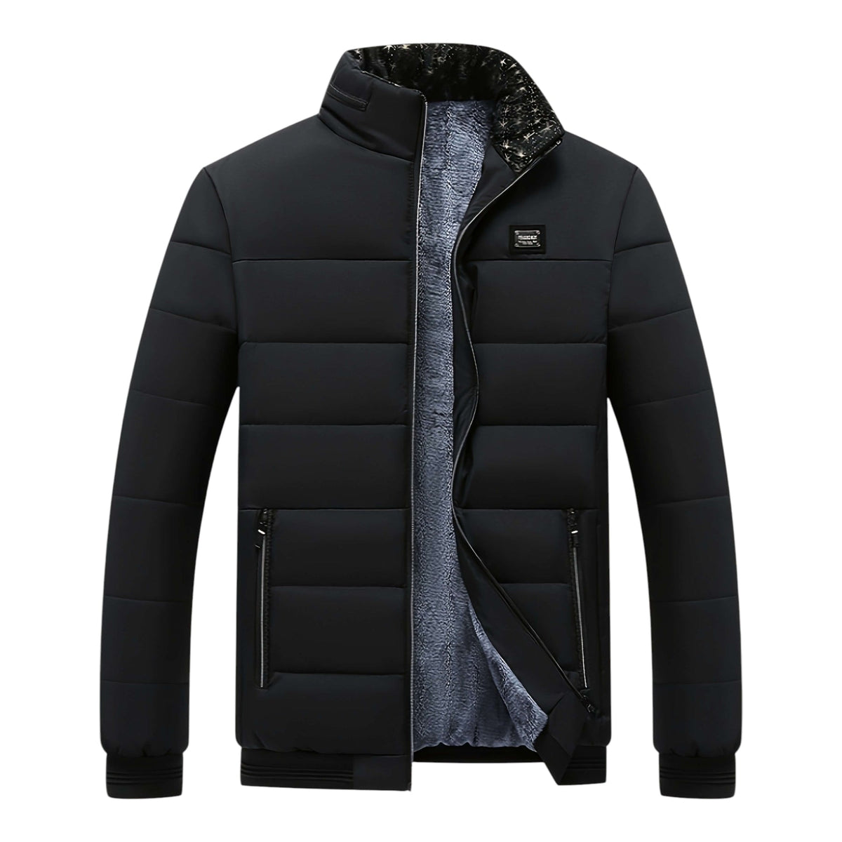 Men's Quilted Padded Jacket, Stand Collar – view 3