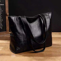 Women's Vintage Leather Shoulder Tote Bag - Large Capacity
