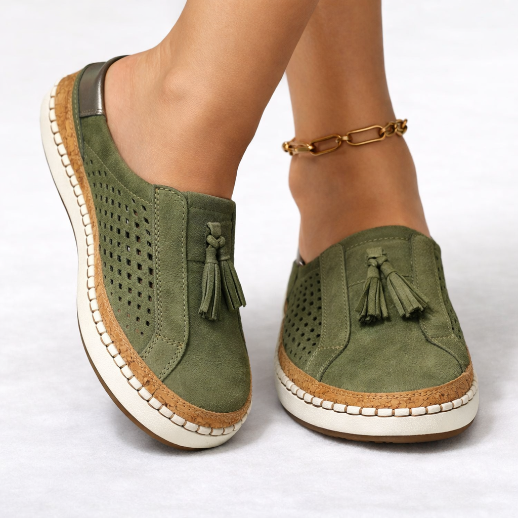 Women's slip-on comfort shoes in green