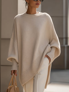 Women's oversized wool-blend round-neck sweater